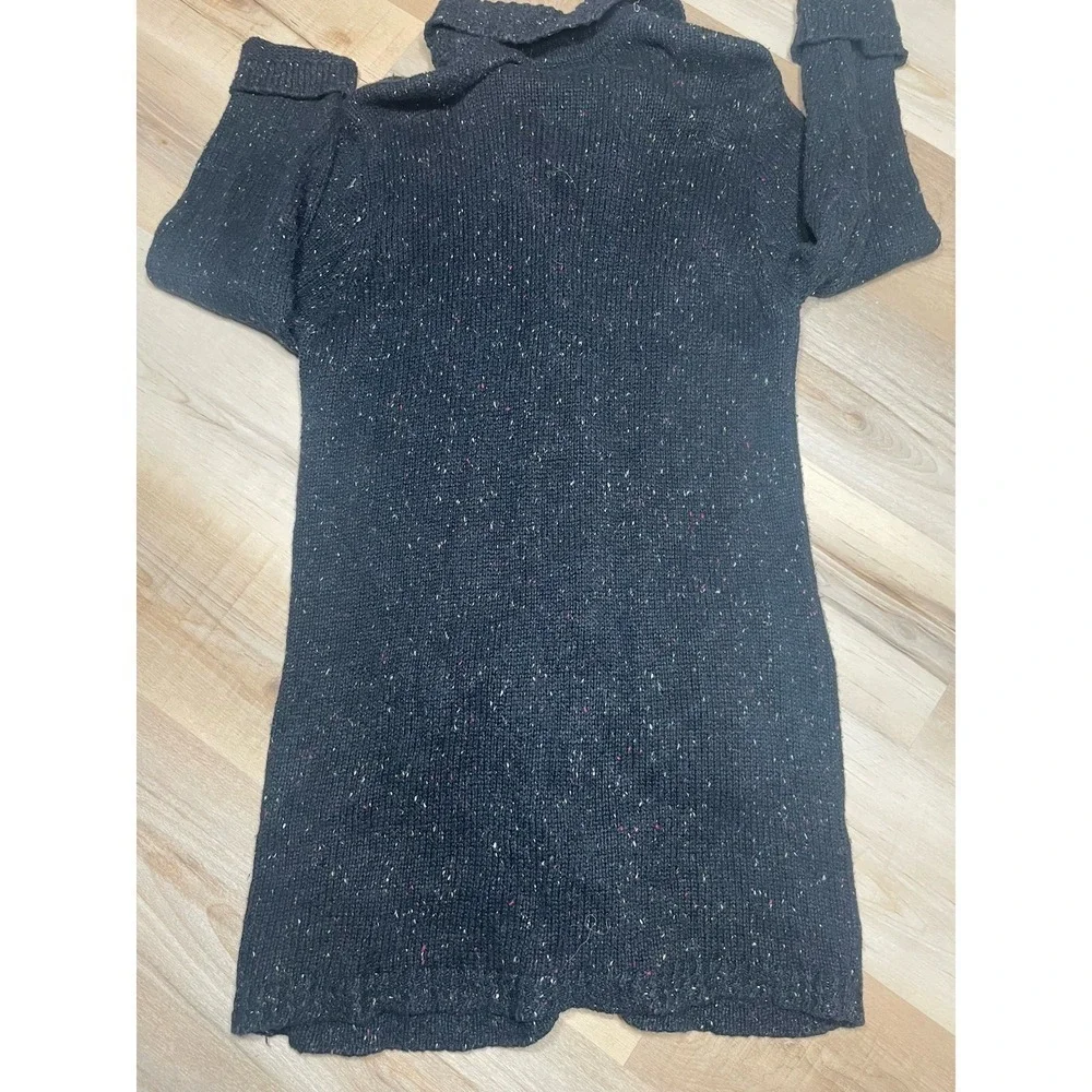 Kikit Chunky Knit Cardigan M Black Speckled Cable Button Front‎ Cozy